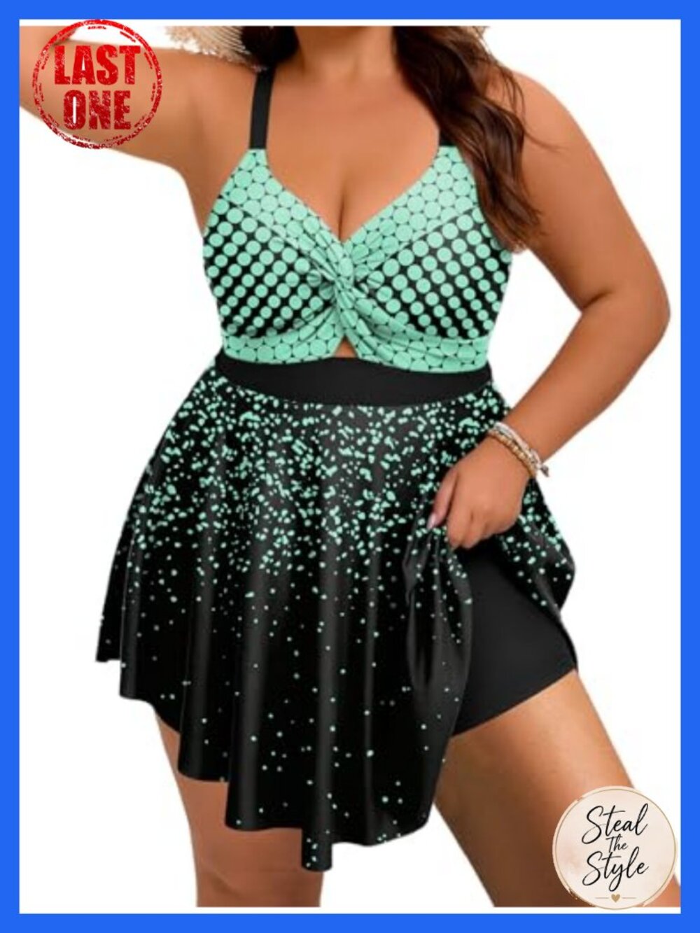 Plus Size Swim Dress Tummy Control Tankini Set with Shorts